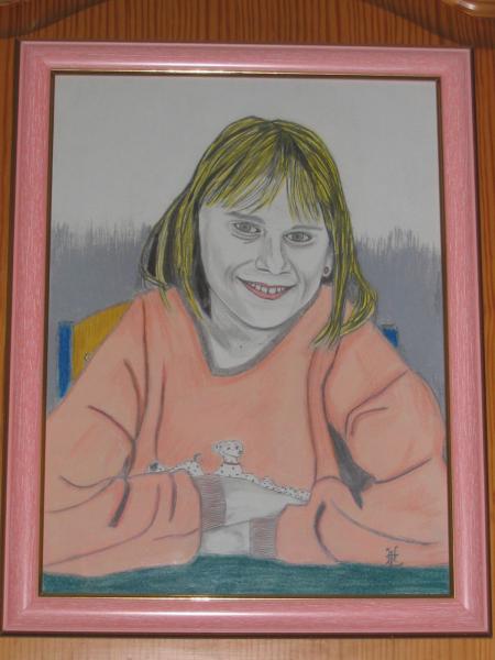 Manon 10 ans dessiné au Fusain 